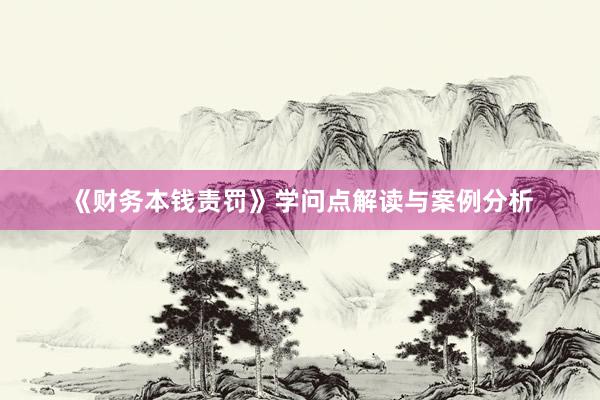 《财务本钱责罚》学问点解读与案例分析