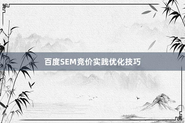 百度SEM竞价实践优化技巧